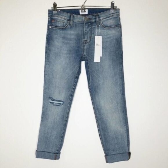 HUDSON Harkin Distressed Skinny Cropped Cuff Jeans - Size 26 - Picture 2 of 12